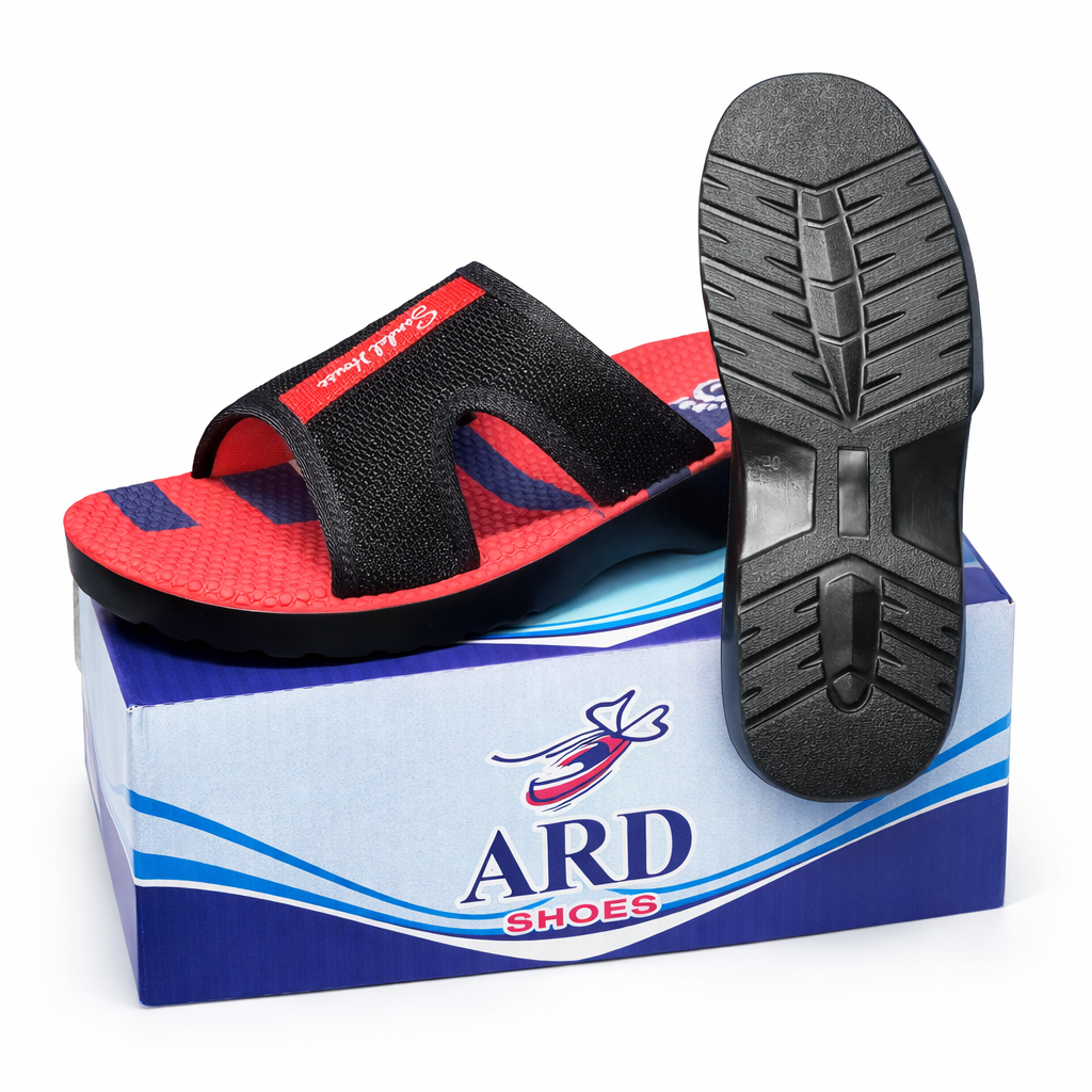 Men’s Premium Comfort Slide Slipper – Black & Red