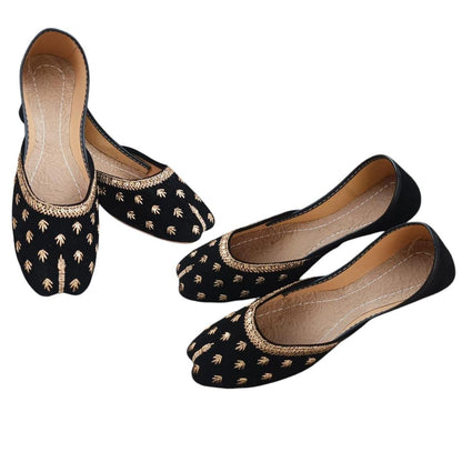 Women’s Black Velvet Thread Work Casual Khussa