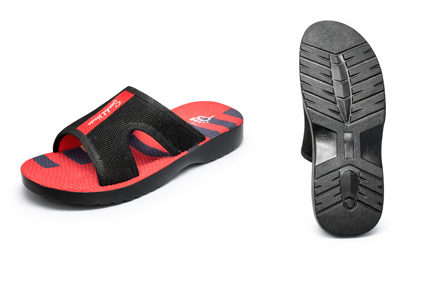 Men’s Premium Comfort Slide Slipper – Black & Red