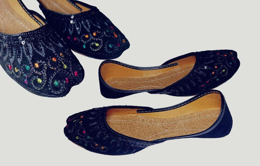 Women Fancy Blue Khussa – Hand Embroidered Traditional Flats